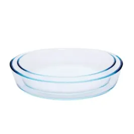Set de 2 Fuentes de Vidrio Ovaladas 1,6 L y 2,4 L