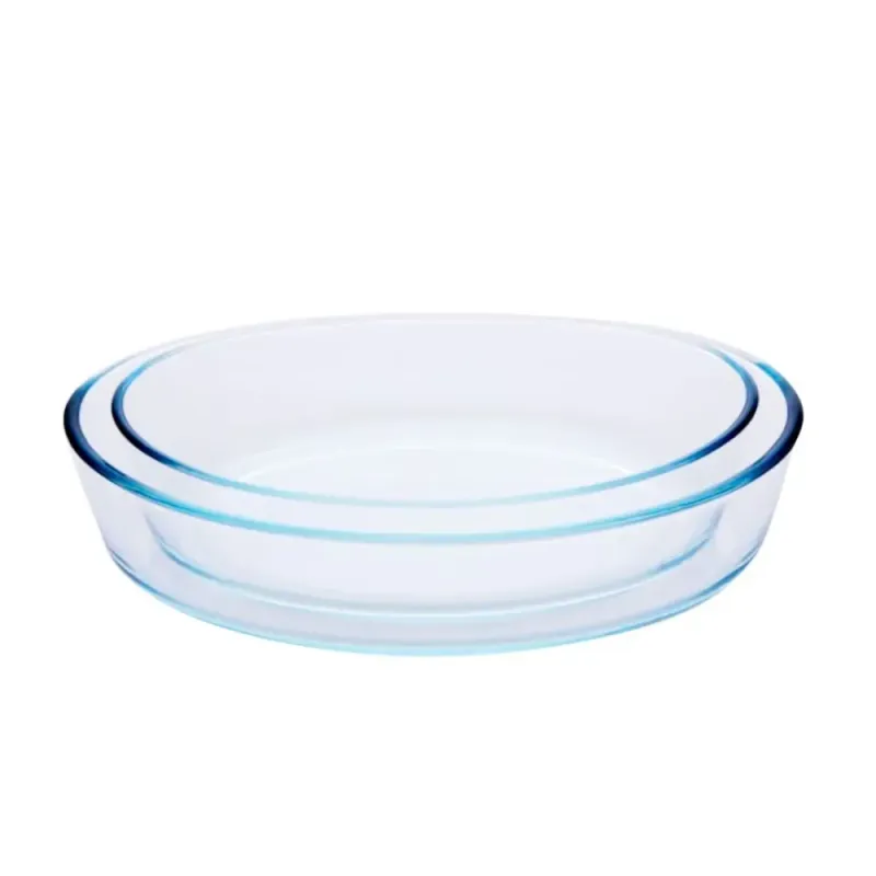 Set de 2 Fuentes de Vidrio Ovaladas 1,6 L y 2,4 L