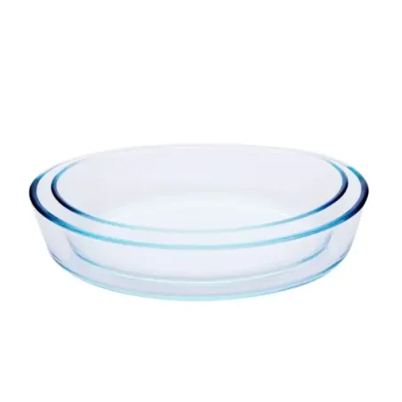 Set de 2 Fuentes de Vidrio Ovaladas 1,6 L y 2,4 L