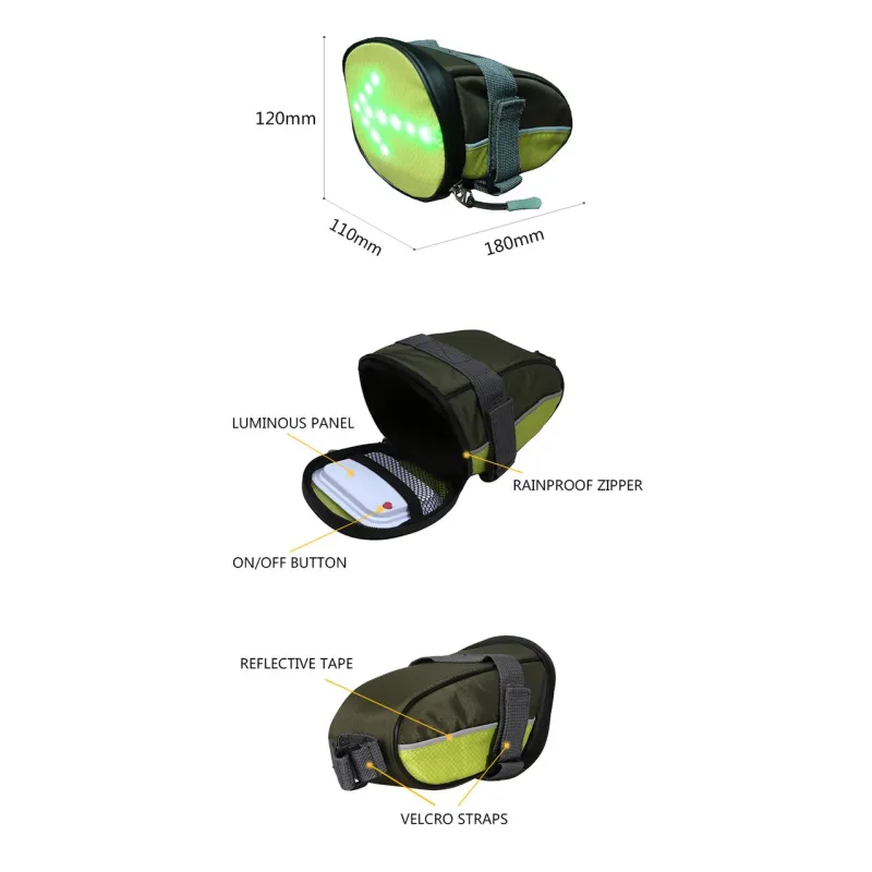Bolso Para Bicicleta Verde Y Negro