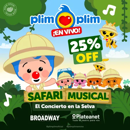 Plim Plim y sus amigos en Safari Musical: El Gran Concierto en la Selva