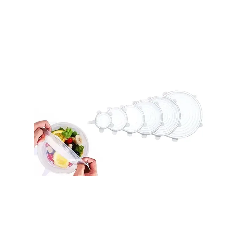 Set de 6 tapas de silicona transparentes
