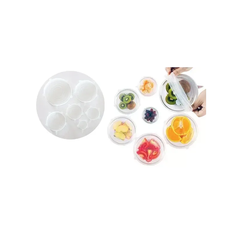Set de 6 tapas de silicona transparentes
