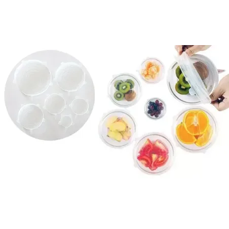 Set de 6 tapas de silicona transparentes